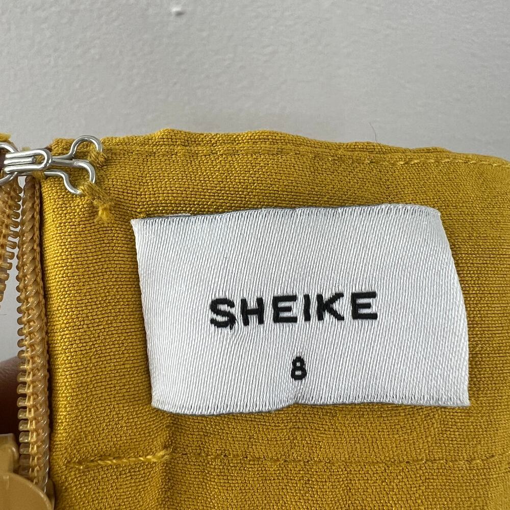 Sheike Yellow Palazzo Pants Pleated High-Rise Back Zip Casual Wide Leg Size 8 - Picture 7 of 9